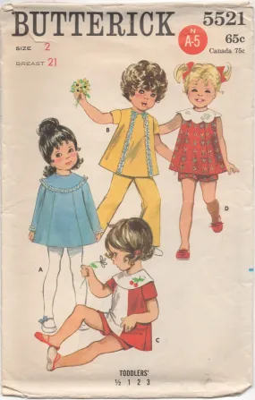 1960's Butterick Child's Dress, Pants and Shorts- Chest 21" - No. 5521