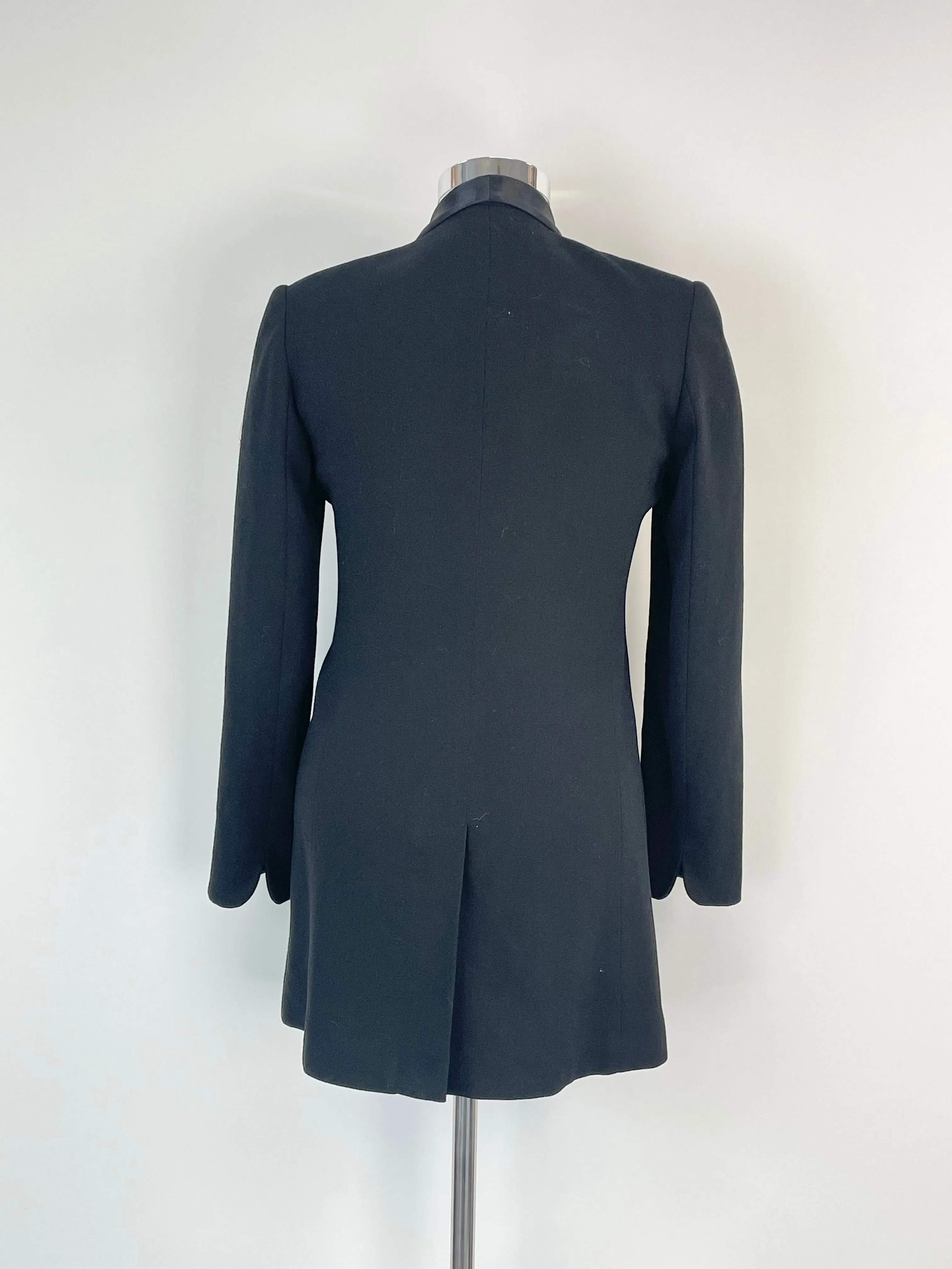 Carla Zampatti Satin-Lapel Black Wool Blazer  - AU10