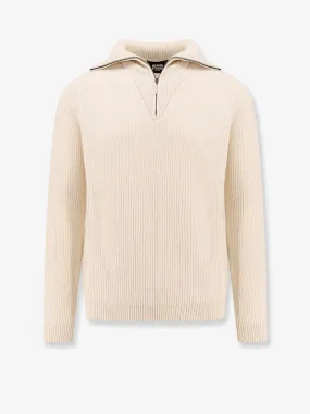 Cashmere sweater with half zip
