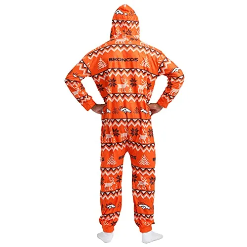 FOCO Denver Broncos NFL Ugly Pattern One Piece Pajamas - M