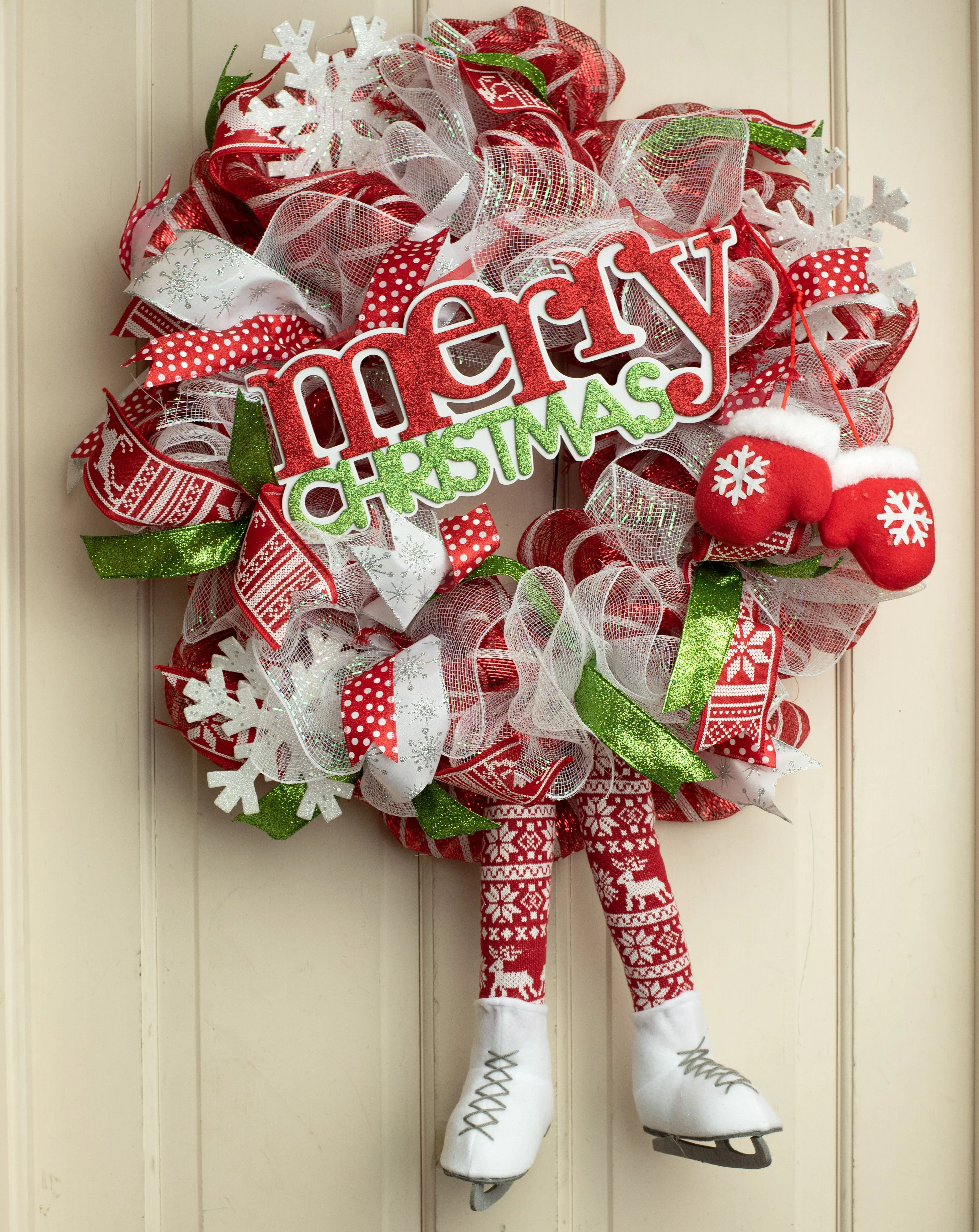 Ice Skater Wreath Accent: Christmas Sweater