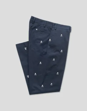 NAVY SKULL AND BONES CRITTER PANTS - TRIM FIT