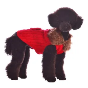 RED LUXY FUR DOG SWEATER