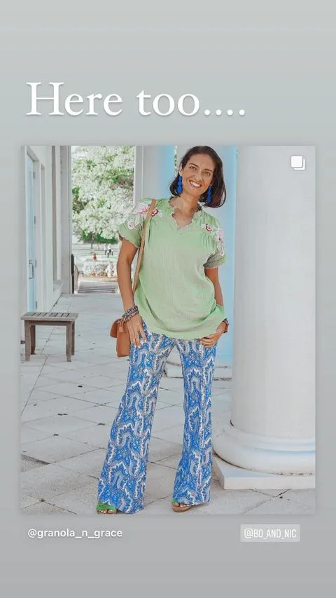 Salina Flare Leg Pant in Royal Scroll