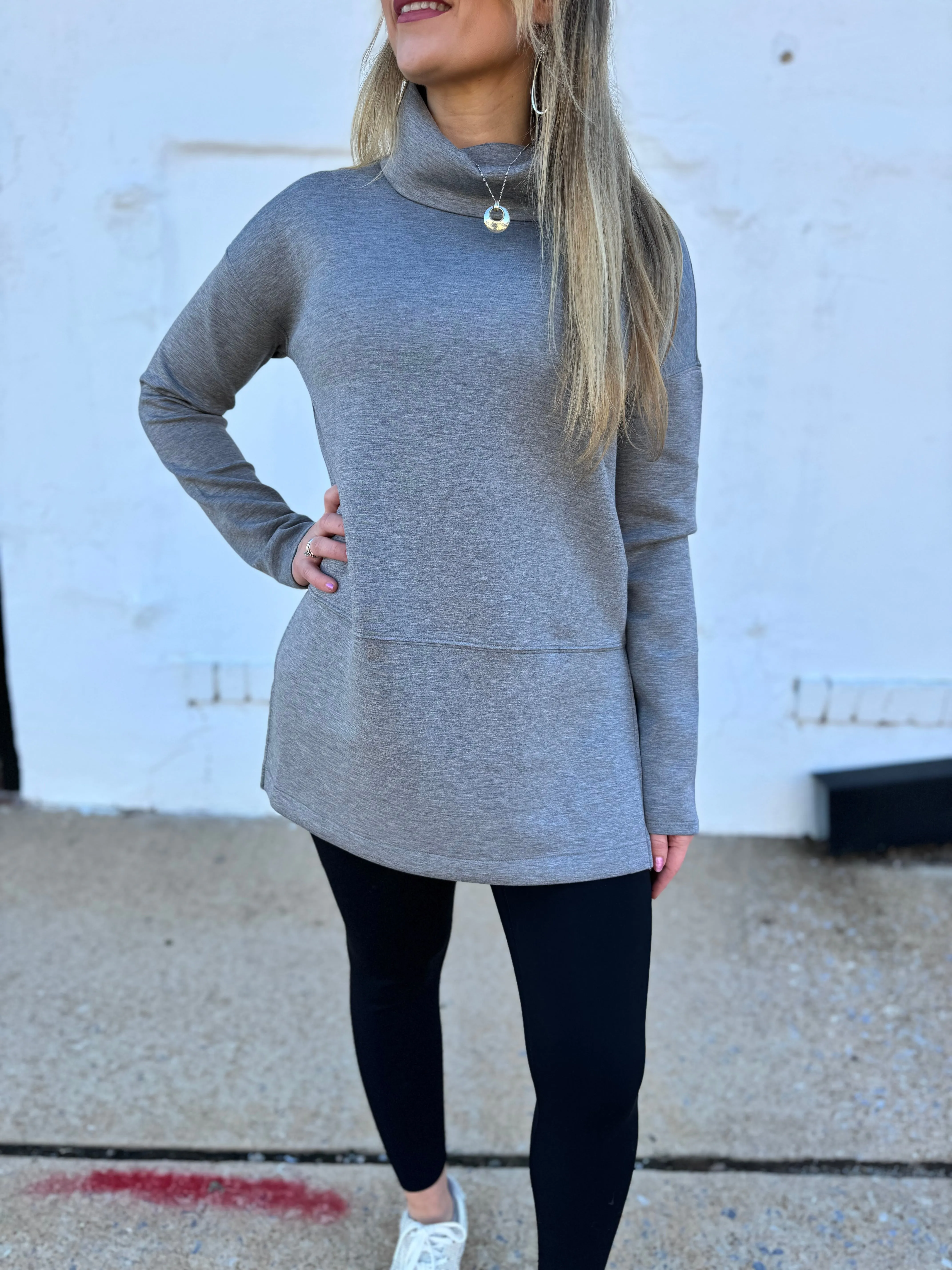 Spanx: AirEssentials Turtleneck Tunic in Mid Grey Heather 50501R