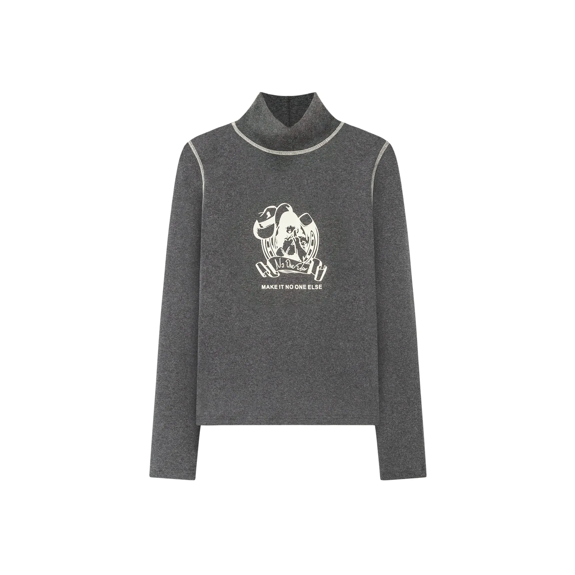 Stitching Turtleneck Long-Sleeves Top