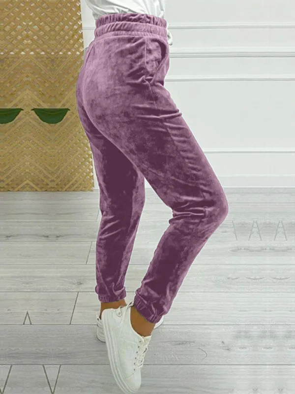 Trendy Velvet Tapered Pants for Fall & Winter