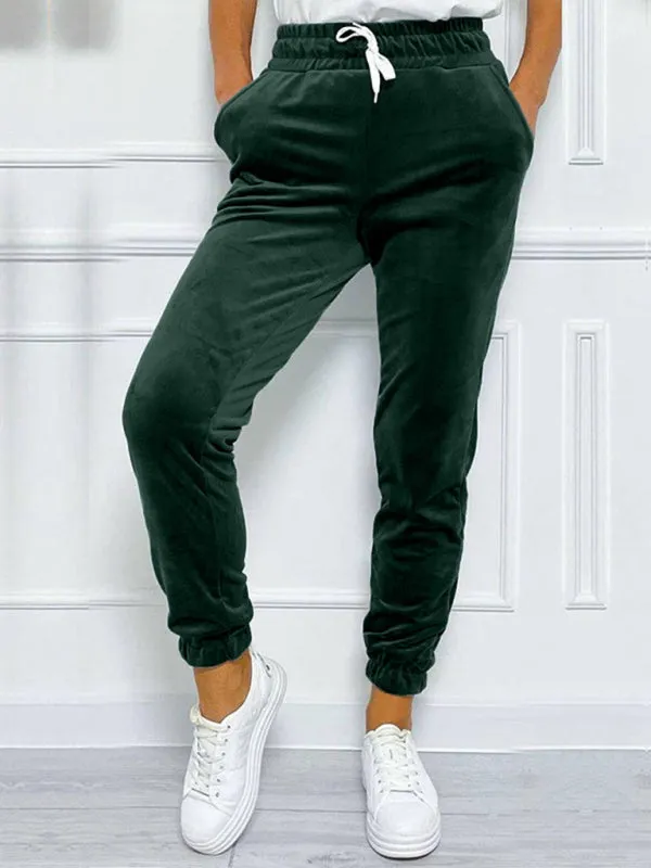 Trendy Velvet Tapered Pants for Fall & Winter