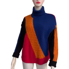 Vintage 1980s Esprit Color-Block Turtleneck Sweater