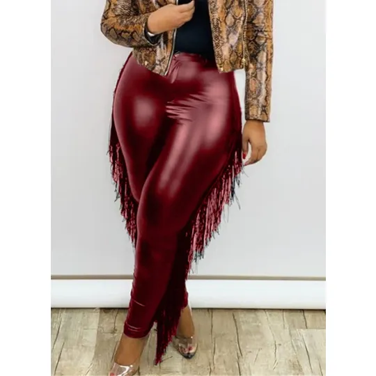 Winter Plus Black and Red Faux Pu Leather/Trousers Sexy Leather/Tight Leggings Pants/Cowgirl Vintage Western