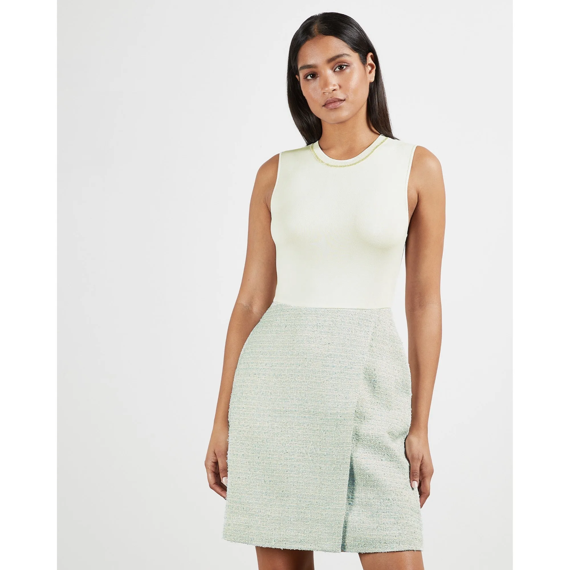 Women Blossd-Knit Bodice Dress - Light-Blue